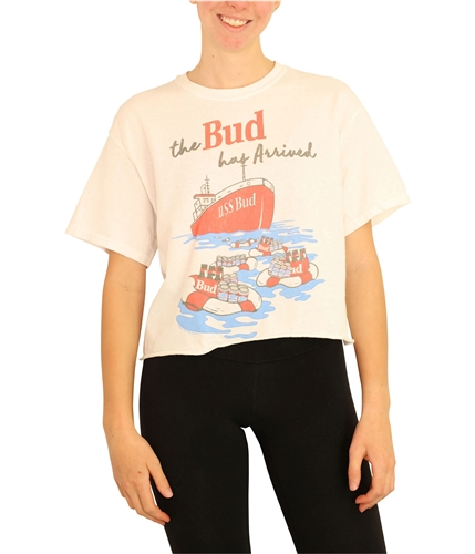 Junk Food Womens USS Bud Cropped Graphic T-Shirt white XS