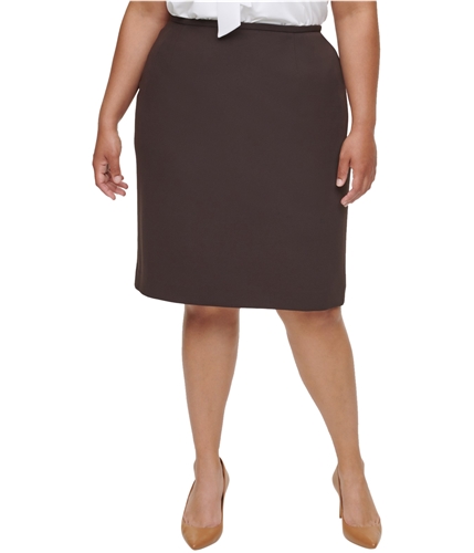 Calvin Klein Womens Solid Pencil Skirt brown 14W