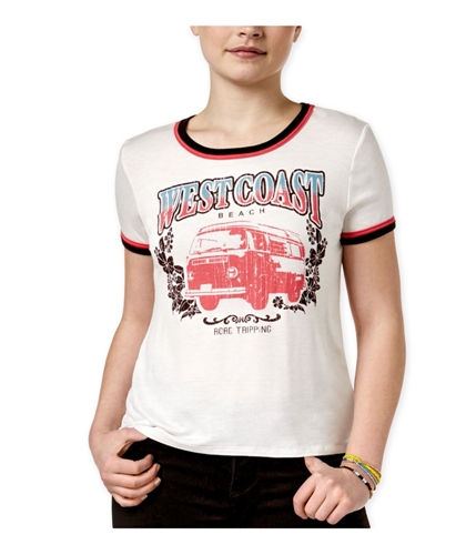 Rebellious One Womens West Coast Ringer Graphic T-Shirt ivoryblack XS
