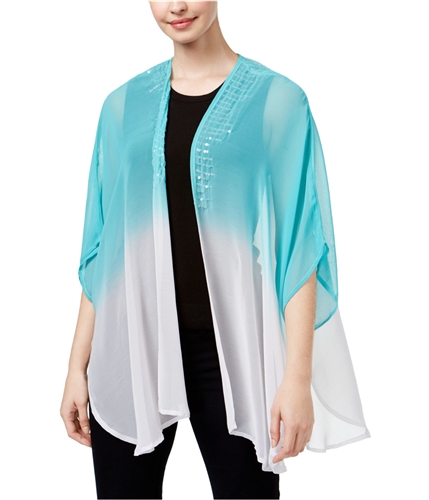 Steve Madden Womens Sequined Ombre Kimono Cardigan Blouse greenwhite One Size