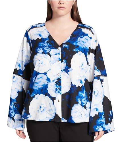Calvin Klein Womens Floral Button Up Shirt rem 3X