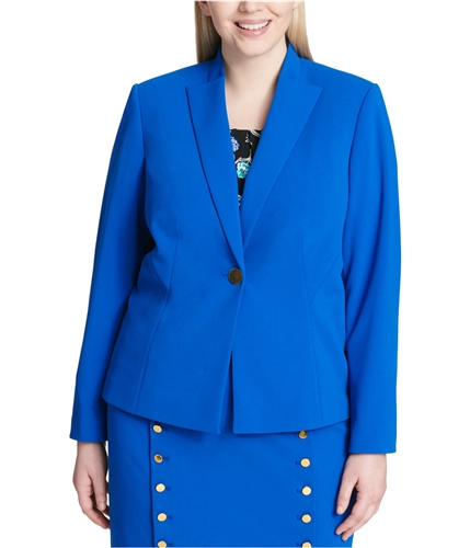 Calvin Klein Womens One-Button Blazer Jacket medblue 14W