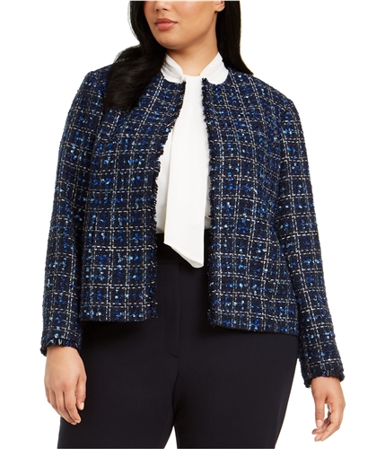 Calvin Klein Womens Short Tweed Blazer Jacket navymulti 16W