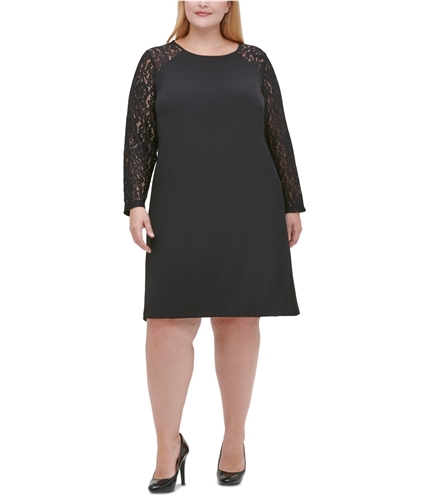 Tommy Hilfiger Womens Lace A-line Dress black 14W
