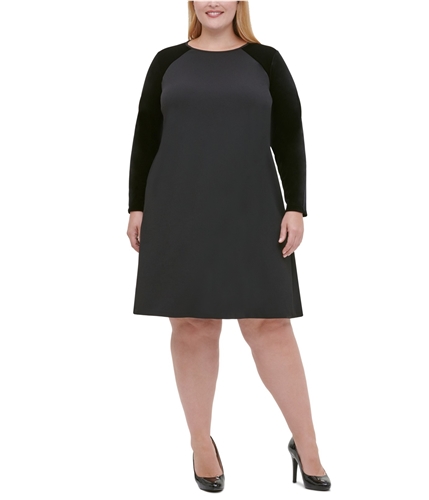 Tommy Hilfiger Womens Solid A-line Dress black 18W