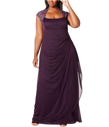XSCAPE Womens Ruched Gown Dress purple 14W