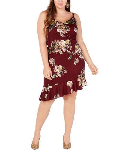 Soprano Womens Floral Ruffled Dress red 1X