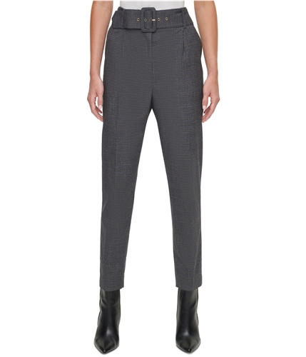 DKNY Womens Belted Casual Trouser Pants gray 4P/26