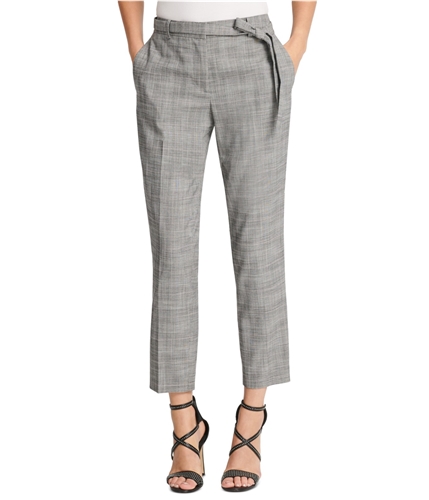 DKNY Womens Belted Essex Ankle Plaid Dress Pants gray 2P/25