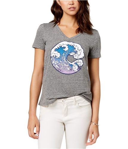 Carbon Copy Womens Wave Graphic T-Shirt heathergrey S