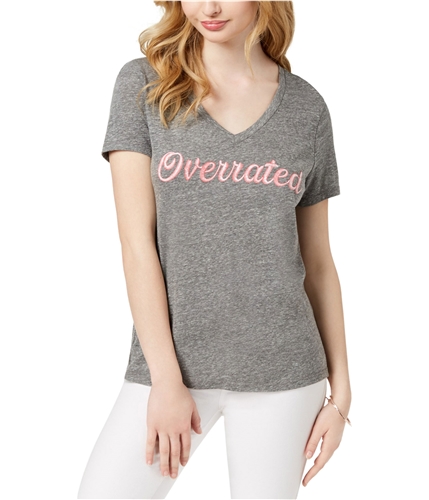 Carbon Copy Womens 'Overrated' Graphic T-Shirt heathergrey S
