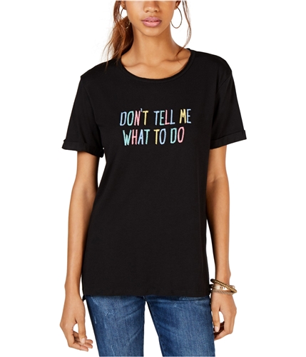 Carbon Copy Womens Don't Tell Me What To Do Embellished T-Shirt black XS