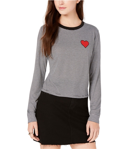 Carbon Copy Womens Heart Embellished T-Shirt black XS