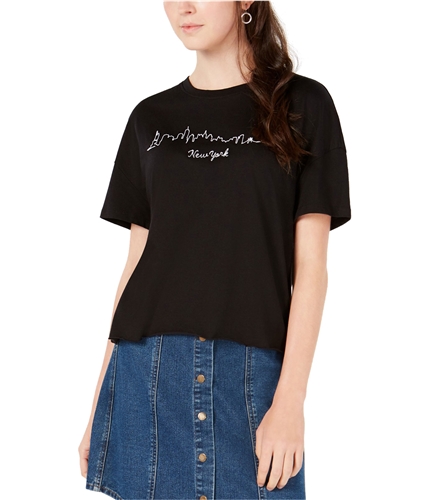 Carbon Copy Womens New York Embellished T-Shirt black XS