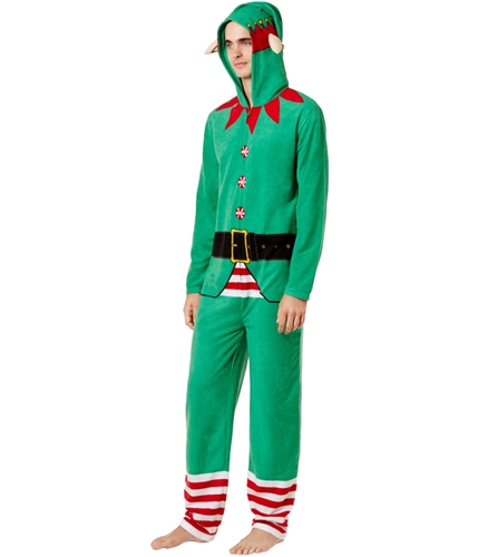 Bioworld Mens Santa Helper Bodysuit Jumpsuit Pajama green M