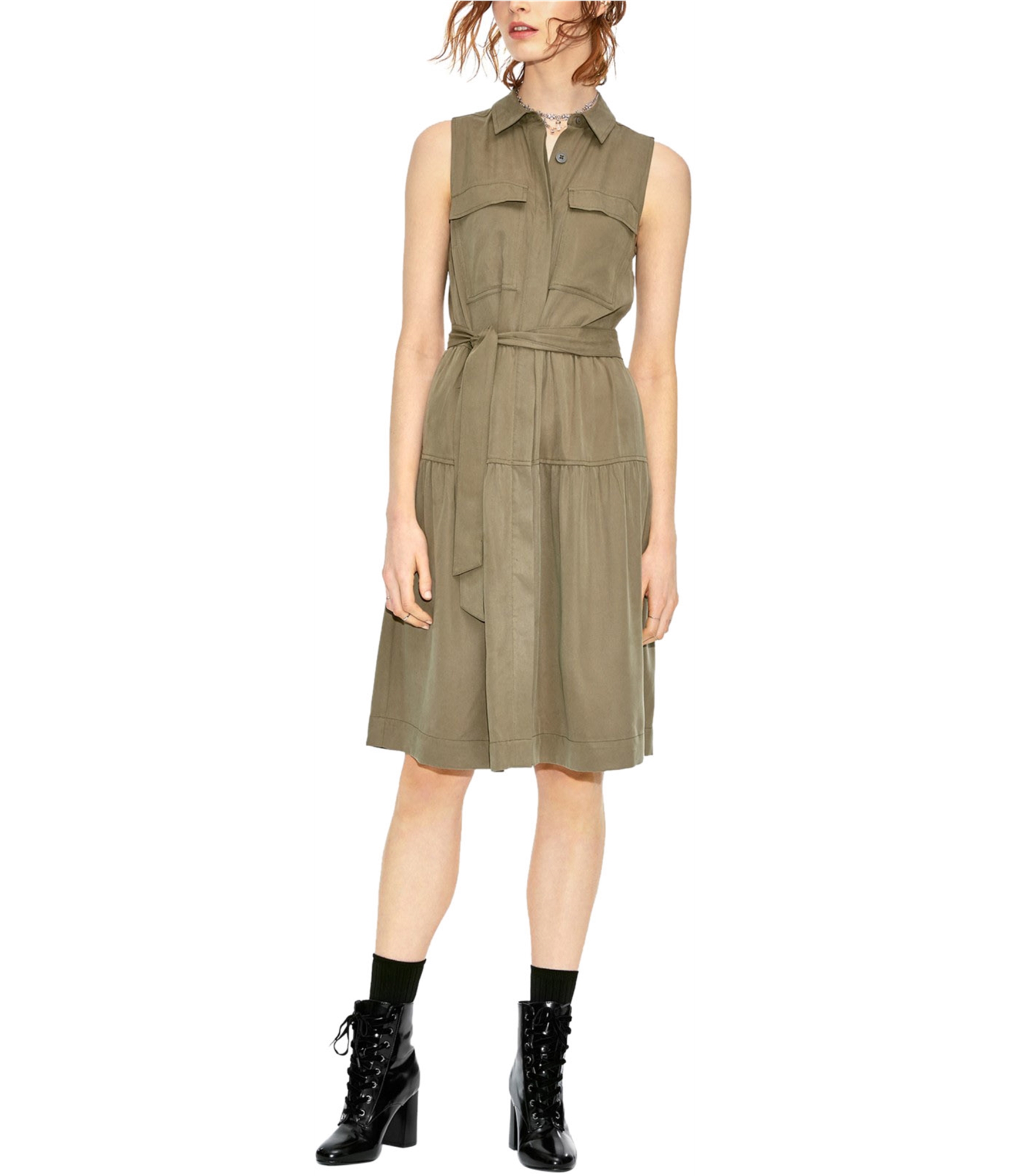 Maison Jules Womens Utility-Pocket Shirt Dress