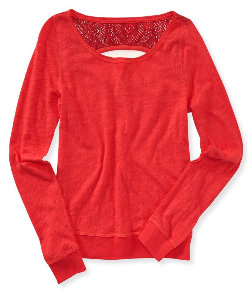 Базовая футболка Aeropostale Womens Ls с вязаной спинкой сзади
