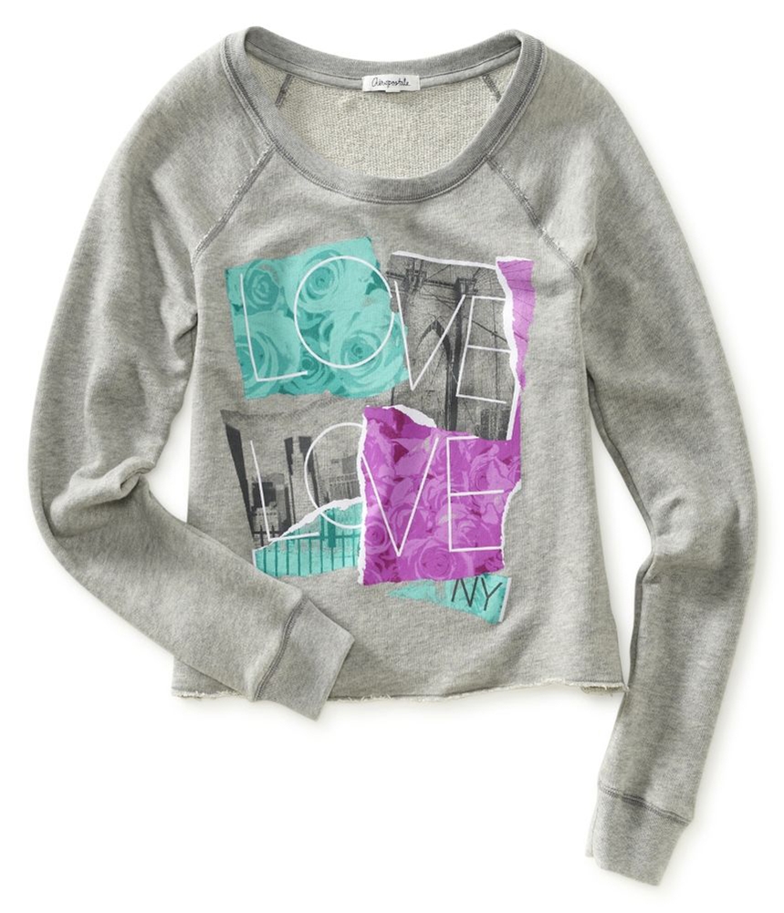Укороченная толстовка Aeropostale Womens Love Ny с трафаретной печатью