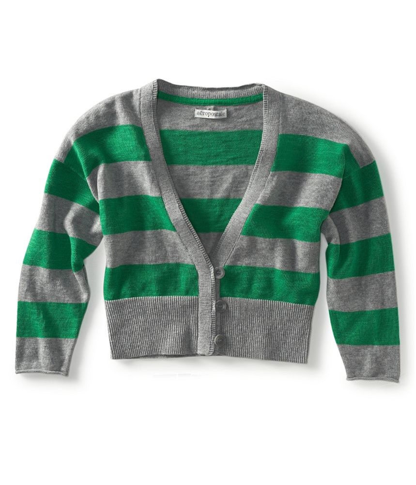 Aeropostale Womens Cropped Stripe Cardigan Sweater