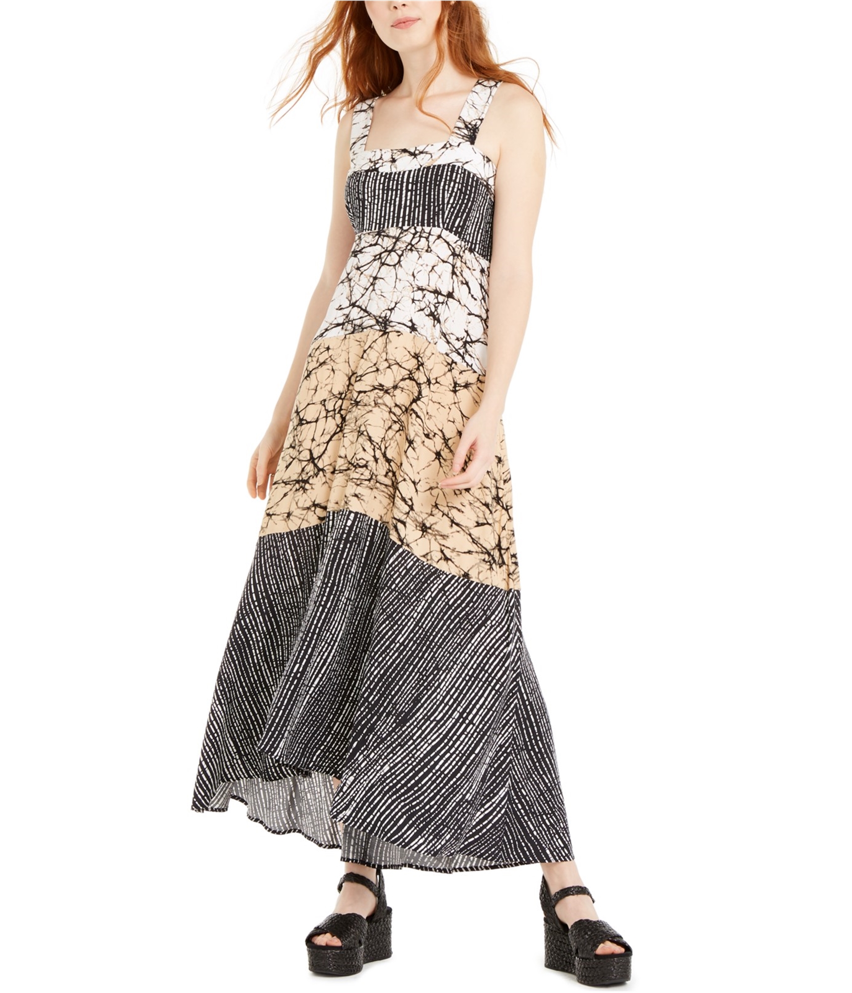 Just Hanging Womens Mixed print Maxi Dress, Black, Large