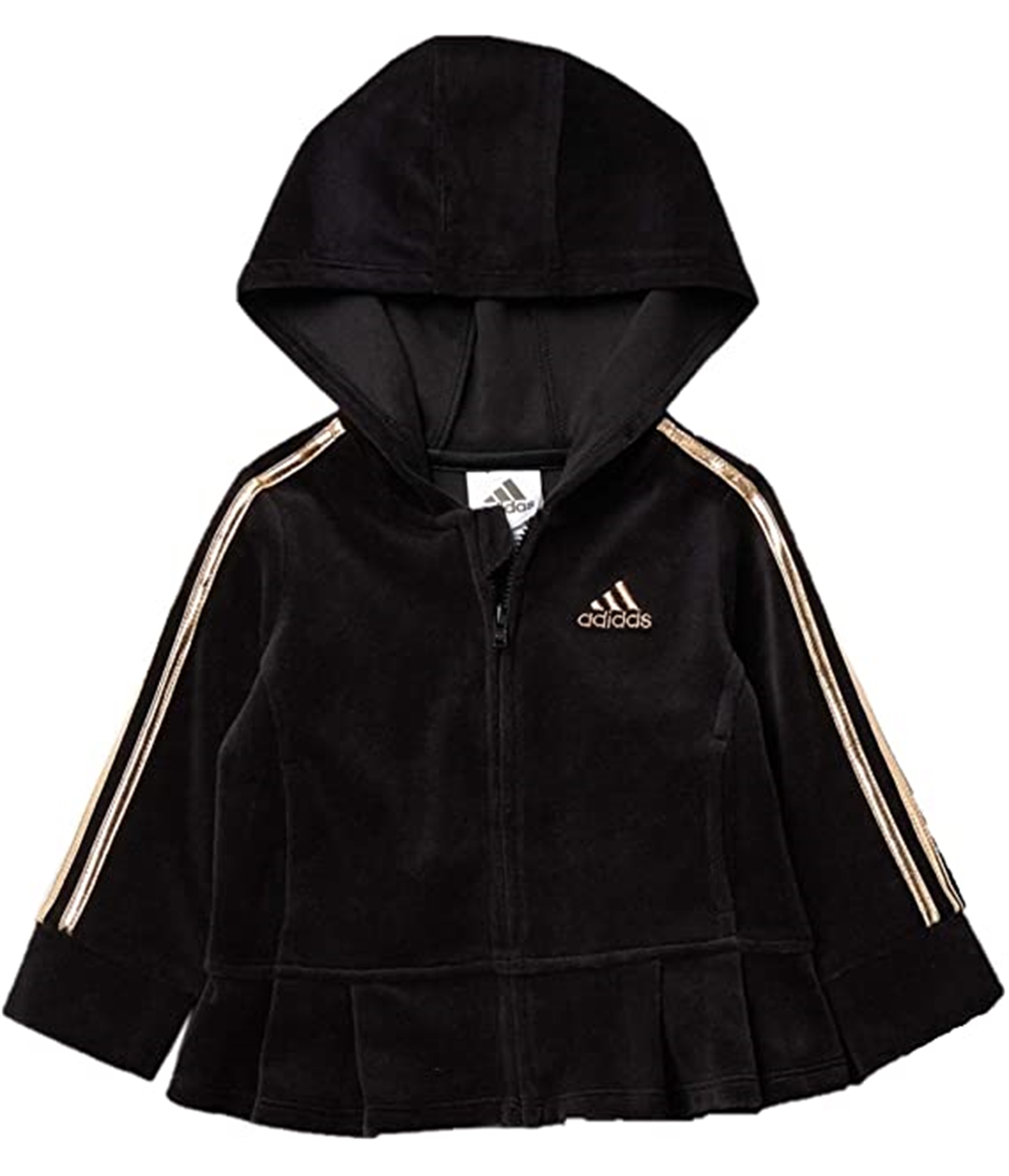 Велюровая плиссированная толстовка с капюшоном для девочек Adidas, спортивная куртка-свитшот