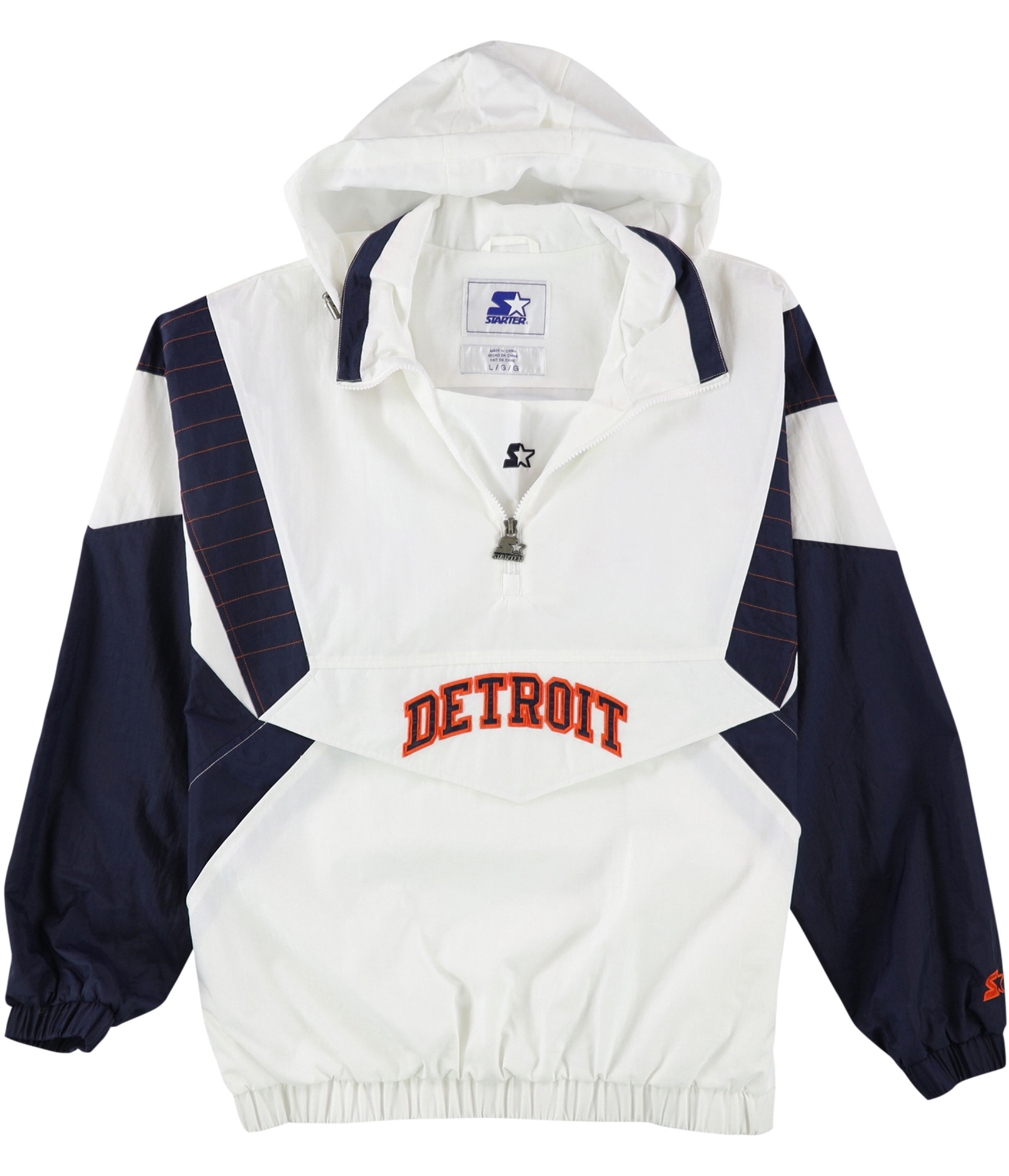 STARTER Mens Detroit Tigers Anorak Jacket, White, Large