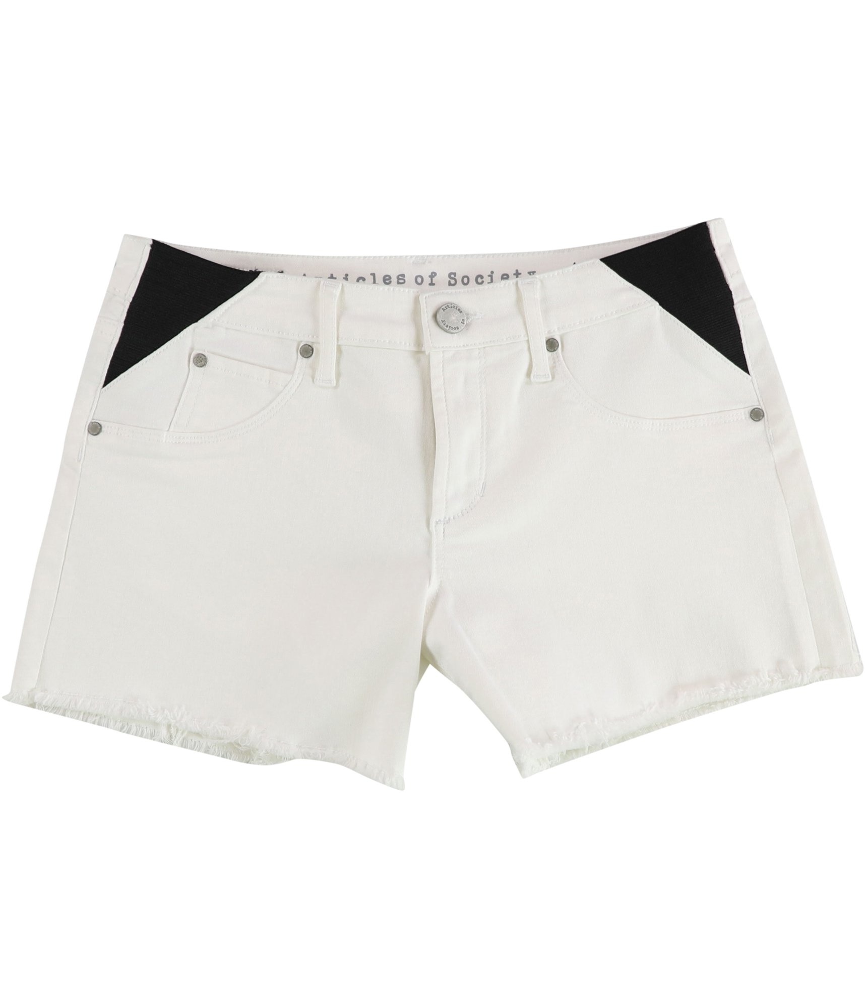 Articles of Society Womens Raw Hem Casual Denim Shorts, white, 26
