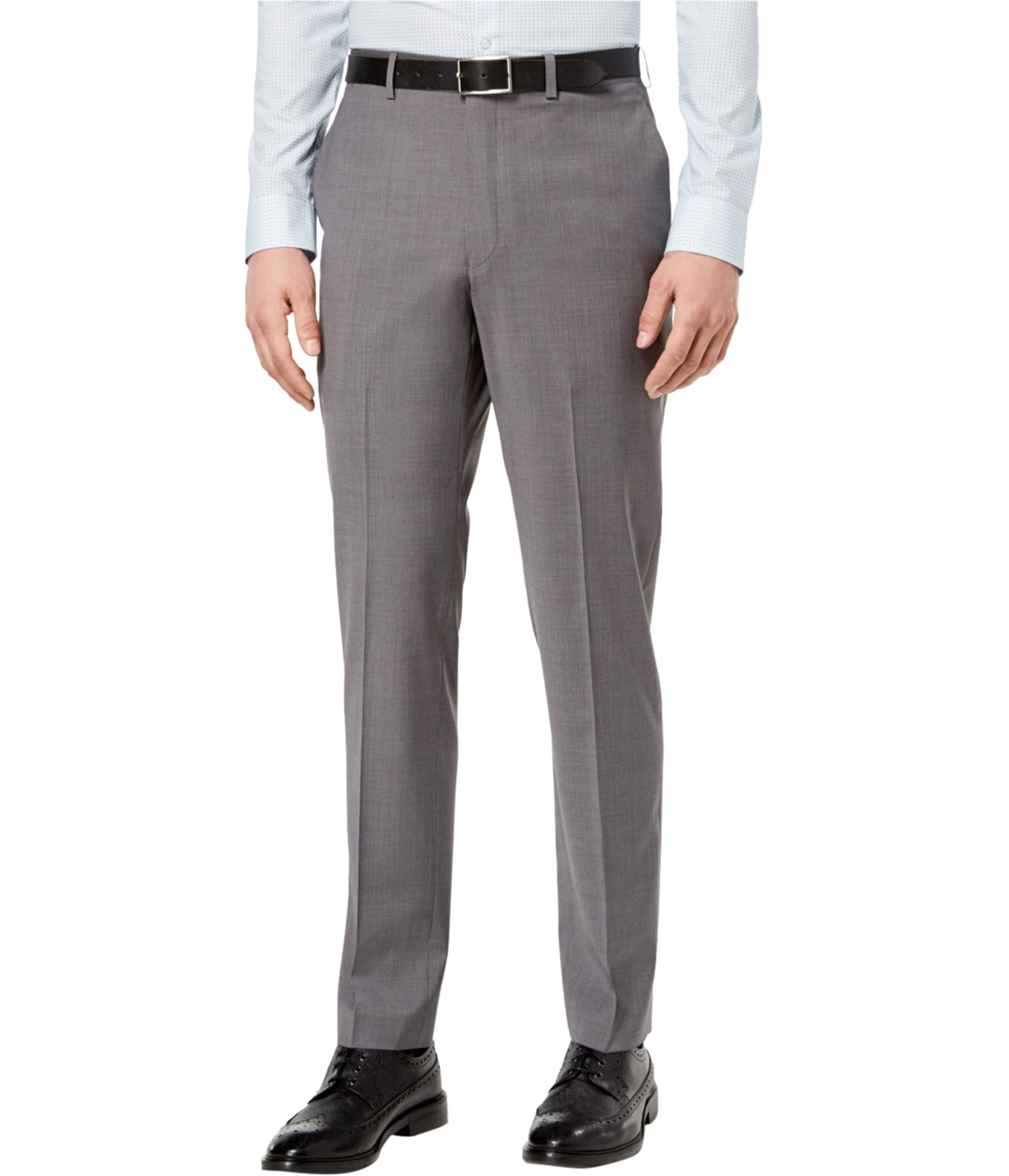 DKNY Mens Stretch Neat Dress Pants Slacks, Grey, 33W x 30L