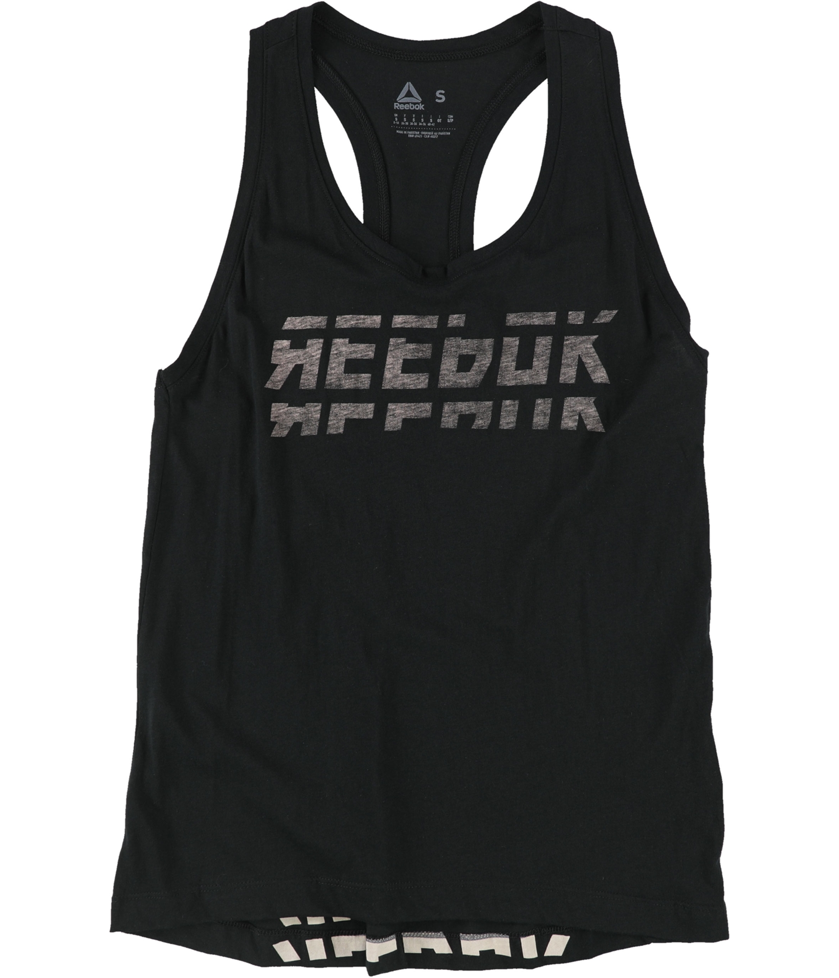 Reebok Womens Meet You There Racerback Tank Top, Black, Small