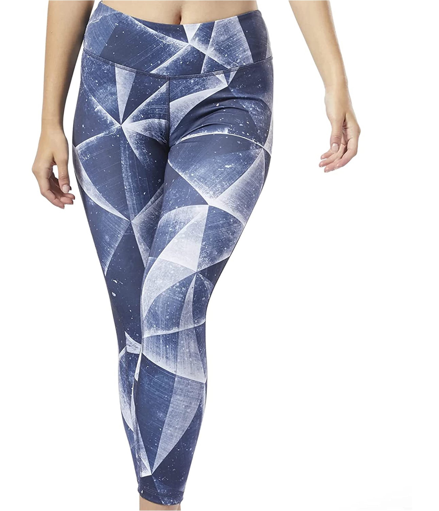 Reebok Womens 7/8 Length Stretch Compression Athletic Pants, Blue, Medium