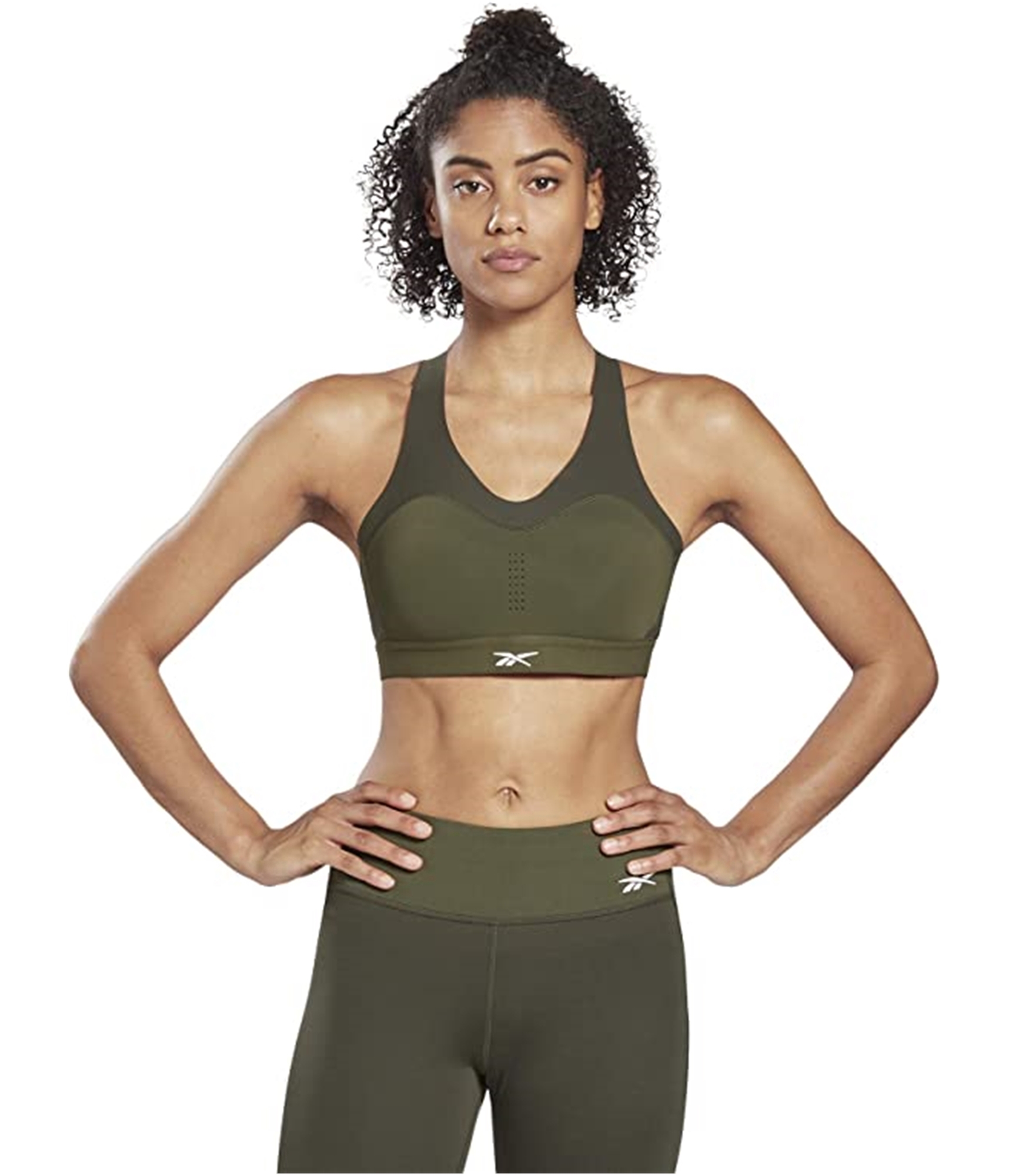 Reebok Womens PureMove+ Sports Bra, Green, Medium