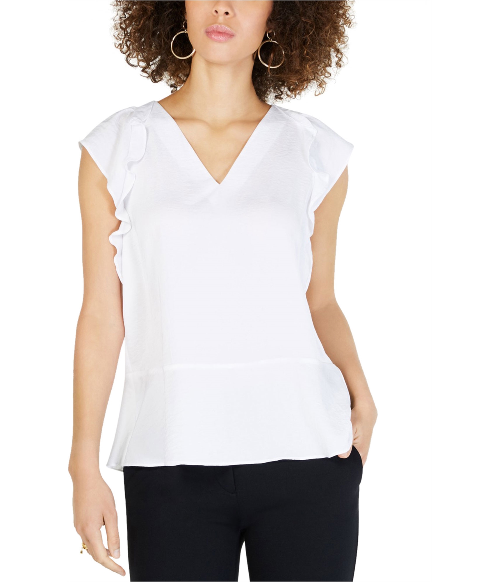 Michael Kors Top Blouse Ruffled Peplum White Sz XL 252 for sale online eBay