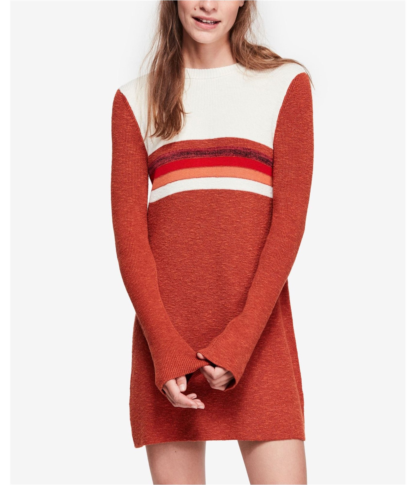 Free People Womens Colorblock Sweater Dress